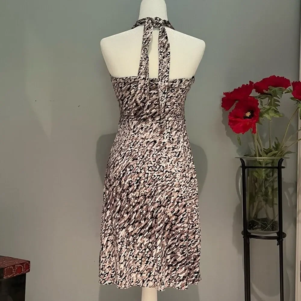 NEW Ann Taylor Jersey Halter Tie Abstract Paint Drop Strapless A-line Dress X…